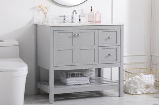 Tobias 36" Single Bathroom Vanity, Gray With Backsplash