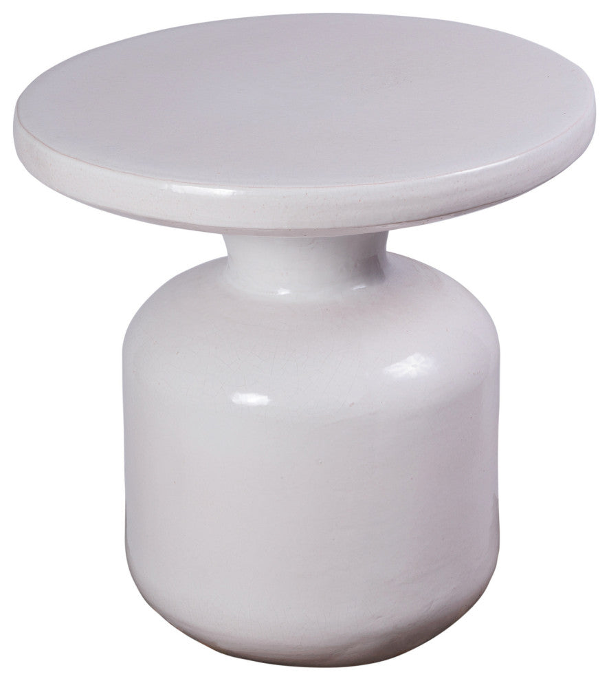 Bottle Ceramic Round Patio Accent Table