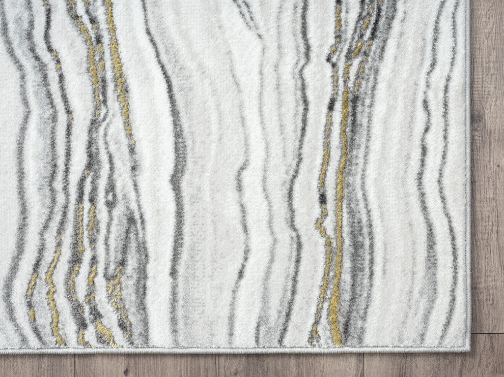 Abani Luna LUN200A Contemporary Horizontal Grey Lined Area Rug