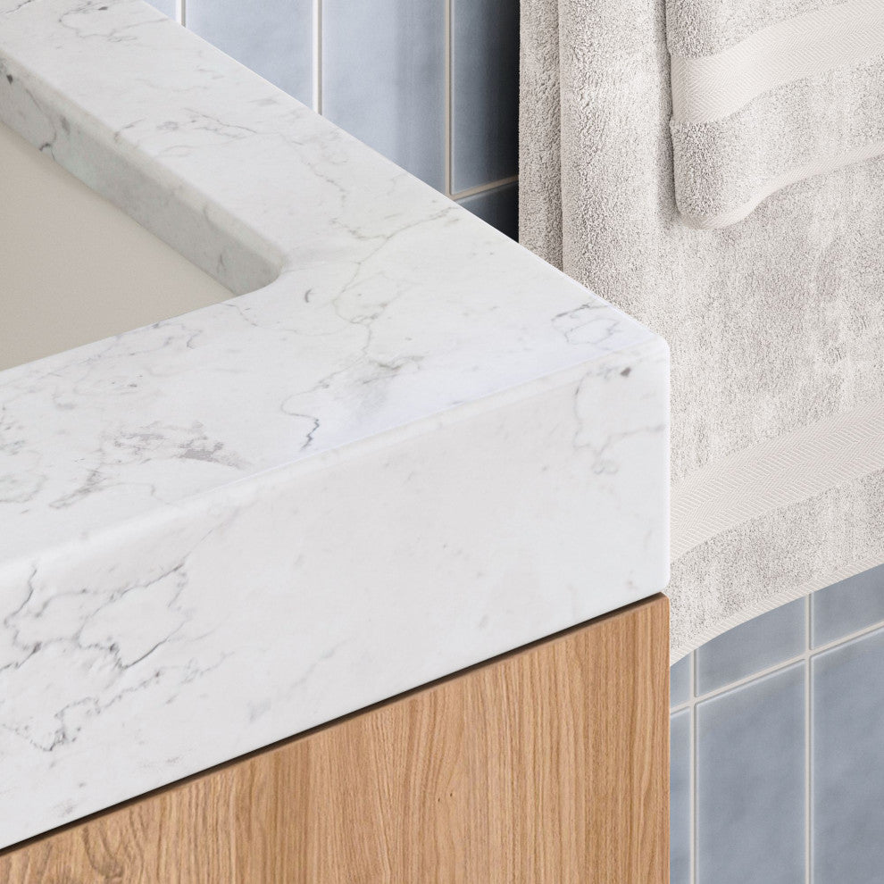 Bahia Bath Vanity, Oak, 24", Brushed Gold Hardware, Single, Freestanding