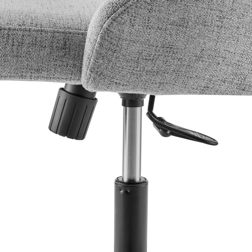 Computer Desk Swivel Tufted Chair, Fabric, Black Gray, Modern, Home Office