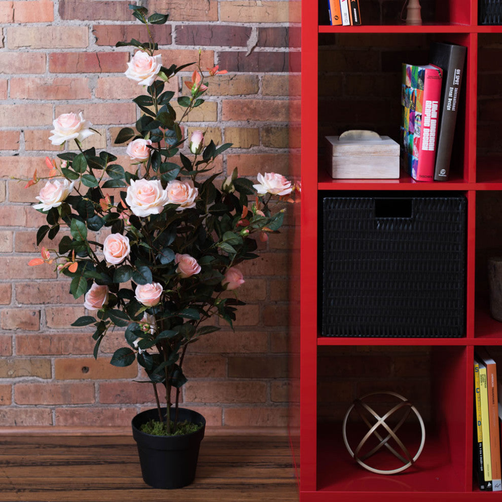 Vickerman 45" Artificial Pink Rose Plant in Pot