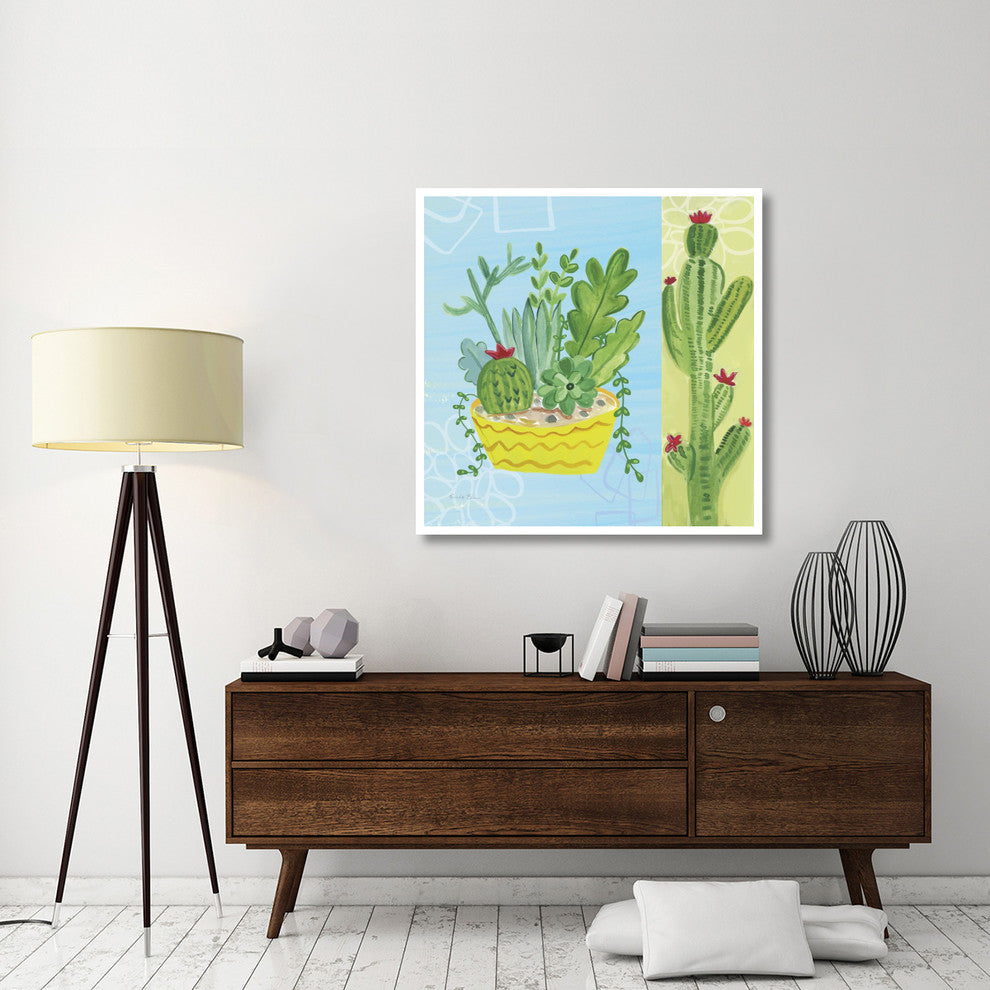 "Cacti Garden IV no Birds and Butterflies" Paper Print by Farida Zaman, 42"x42"