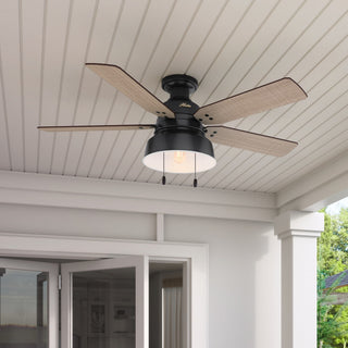 Hunter Fan Company Mill Valley Low Profile Matte Black Ceiling Fan W/ Light, 52"