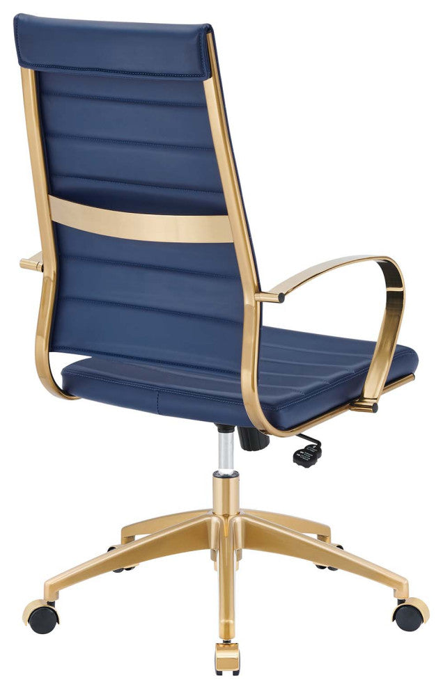 Jive Gold Stainless Steel Highback Office Chair, Gold Navy