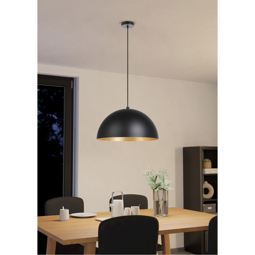 Rafaelino 1-Light Pendant Structured, Black and Gold Leaf Shade