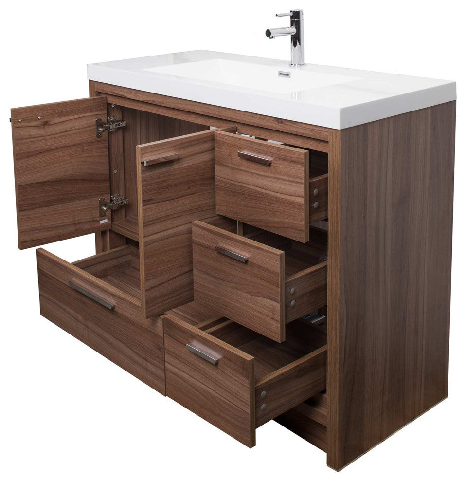 ConceptBaths Enna 42" Modern Bath Vanity, Walnut