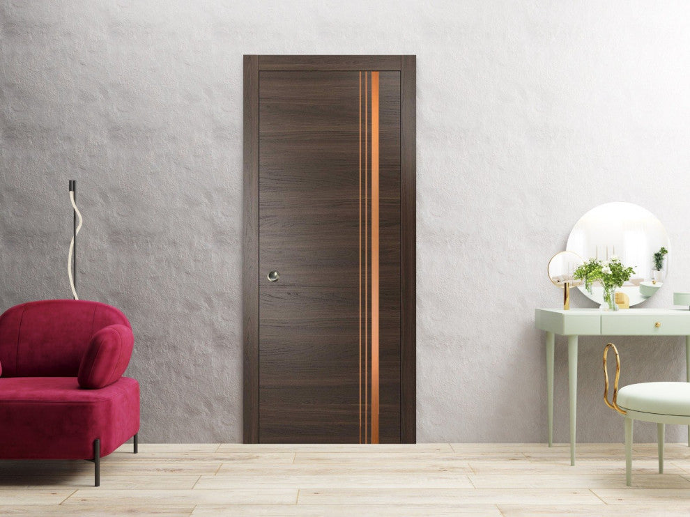 Slab Barn Door Panel 18x96 | Planum 1010 Chocolate Ash with  | Sturdy Finished