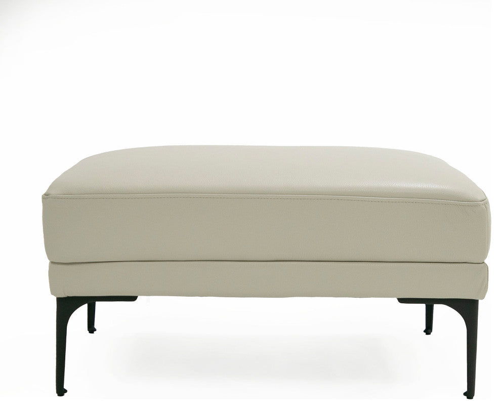 Divani Casa Jacoba Modern Light Grey Leather Rectangular Ottoman
