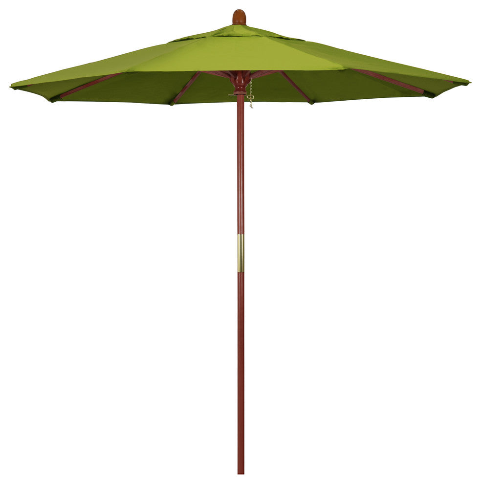 7.5' Square Push Lift Wood Umbrella, Kiwi Olefin