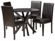 Minnie Espresso Brown Faux Leather Dining Set, 5-Piece