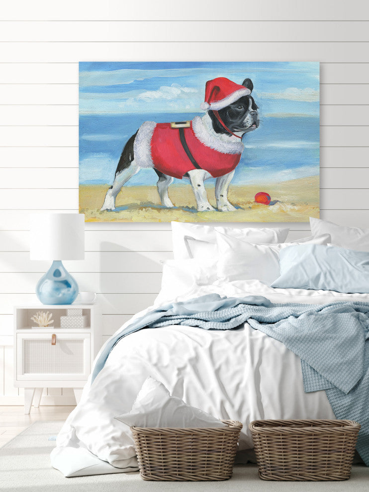 "Santa at the Beach" Painting Print on Wrapped Canvas, 24x16