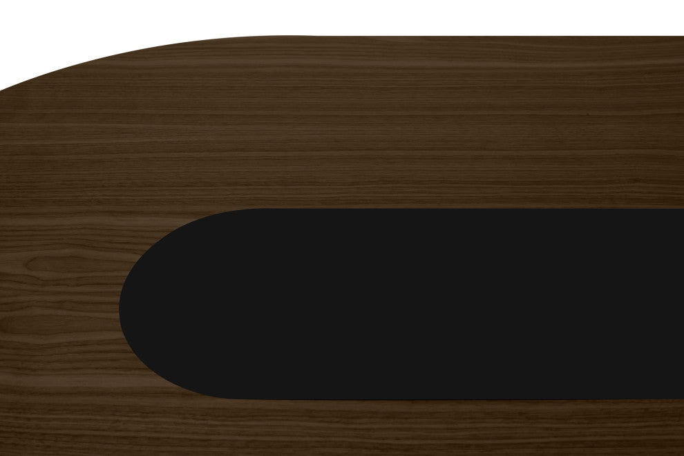 Modern Walnut Dining Table, Walnut and Black, Angled Leg