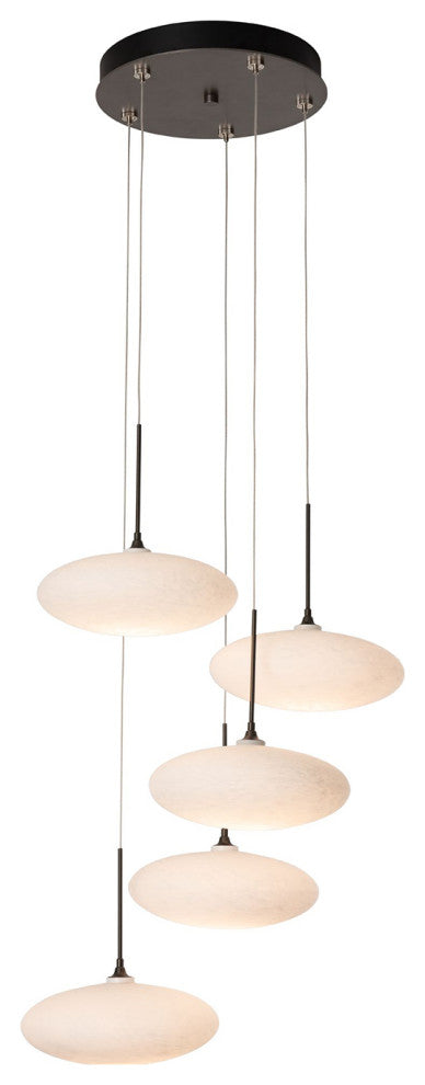 Clouds 5-Light Pendant, Dark Smoke, Standard Height