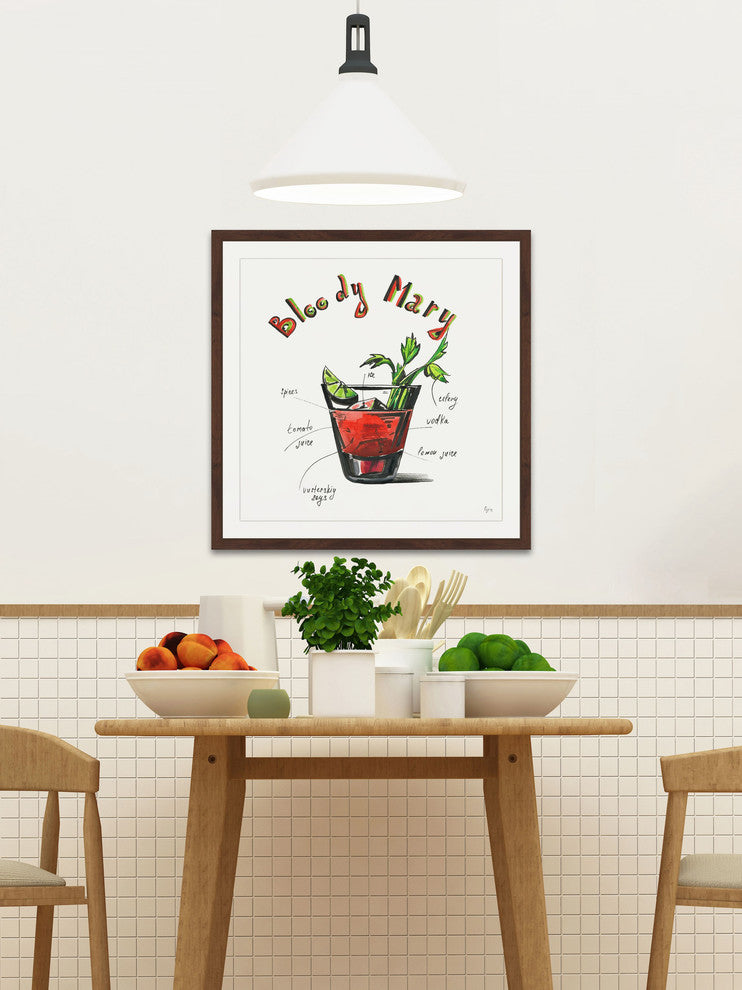 "Bloody Mary Recipe" Framed Painting Print, 12"x12"