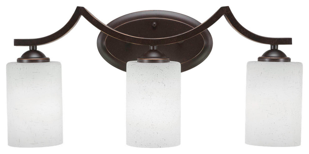 Zilo 3-Light Bath Bar, Dark Granite Finish With 4" White Muslin Glass