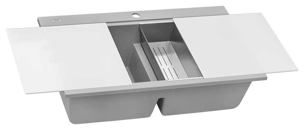 34 inch Workstation Granite Composite Sink - Silver Gray - RVG1350GR