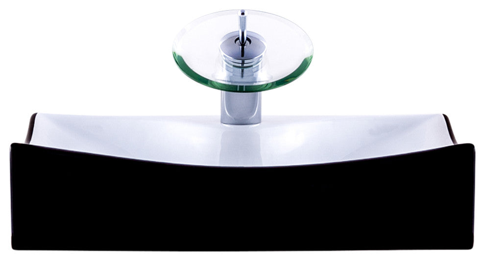 Porcelain Vessel Sink and Faucet Set, Chrome