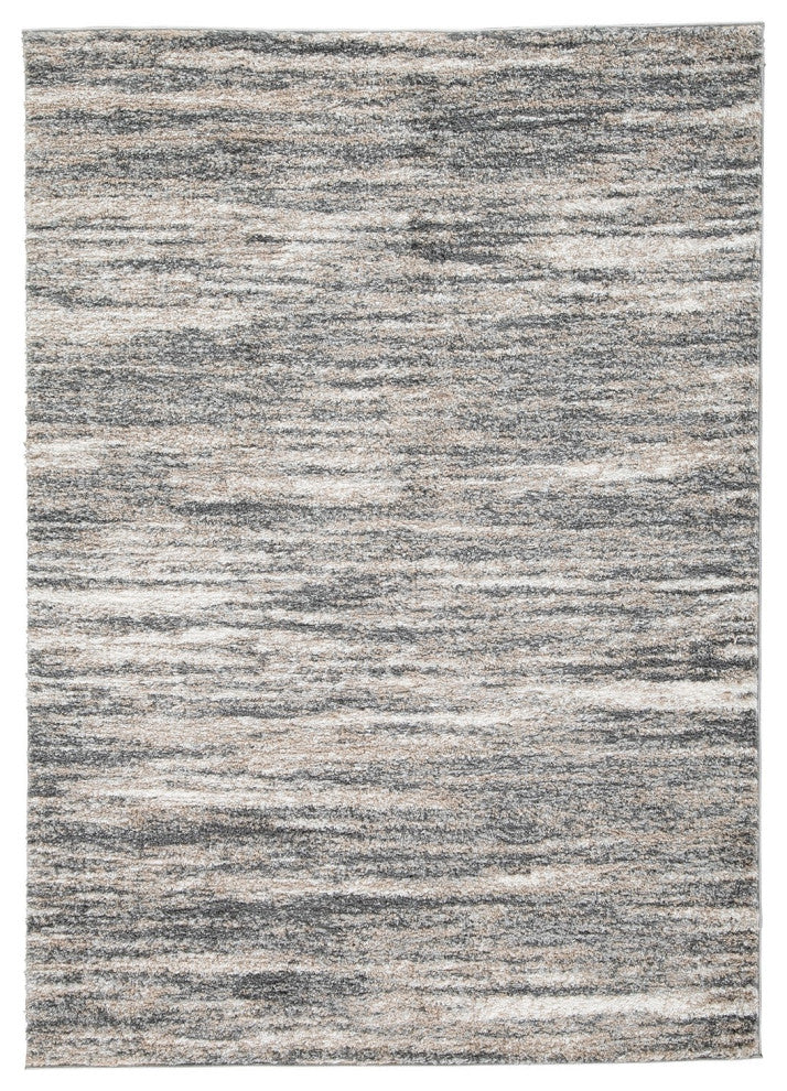 Benzara BM280226 Modern Area Rug, Smokey Lined Design, Soft Fabric, Ivory, Beige