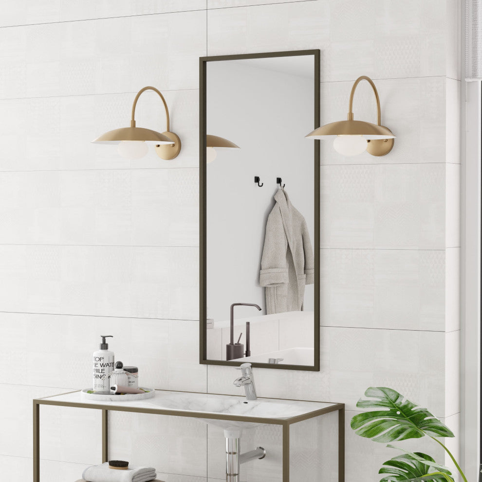 Declan Modern Disc Satin Brass 12" Wall Sconce Light