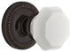Rope Rosette Privacy Waldorf White Milk Glass Knob, Timeless Bronze