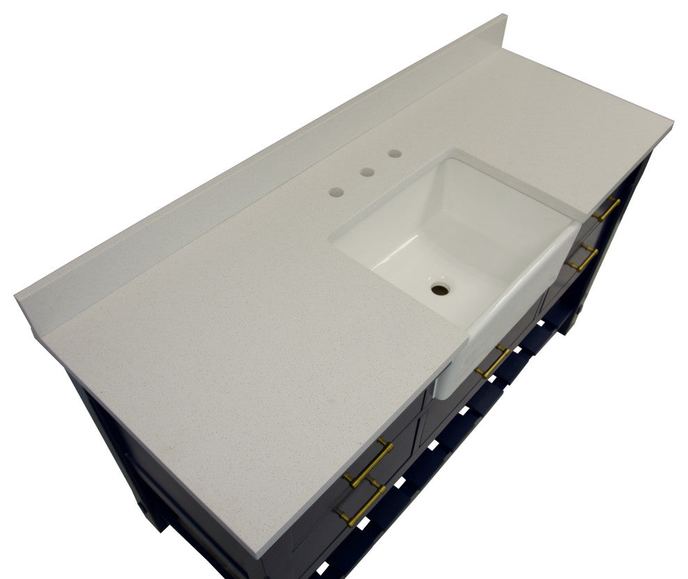 Charlotte 60" Bathroom Vanity, Royal Blue, Quartz, Single