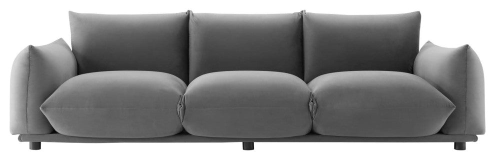 Sofa, Velvet, Gray, Modern, Living Lounge Room Hotel Lobby Hospitality