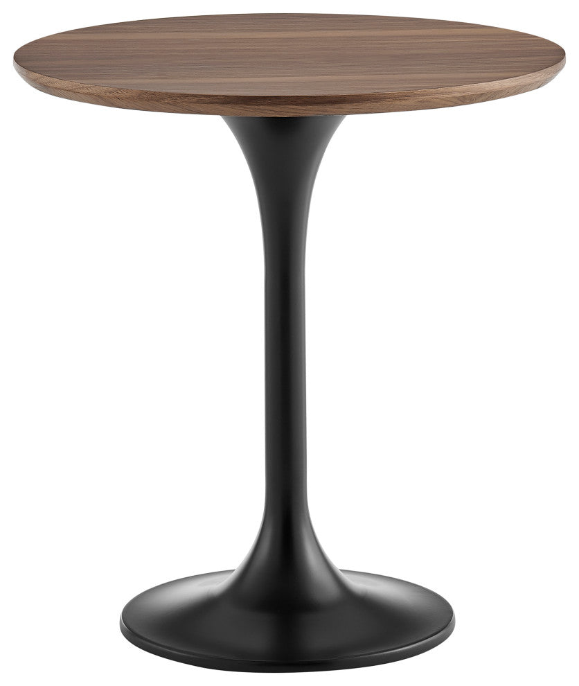 Astrid Side Table with Oak Veneer Top and Matte Black Base, Walnut