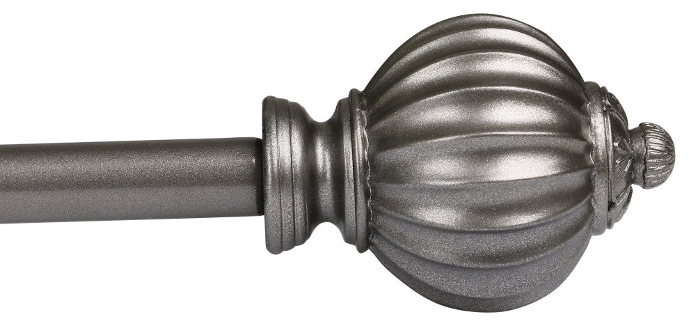 Utopia Alley Curtain Rod With Decorative Round Finials, 48-86", Pewter