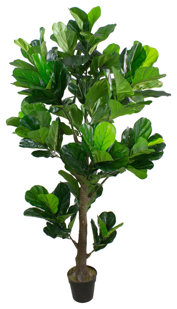 6.25'' Potted Two Tone Green Artificial Wide Fiddle Leaf Fig Tree