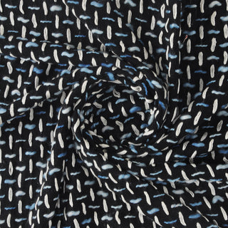 Modern Interwoven Throw Blanket with Fringe, Black/Blue/White