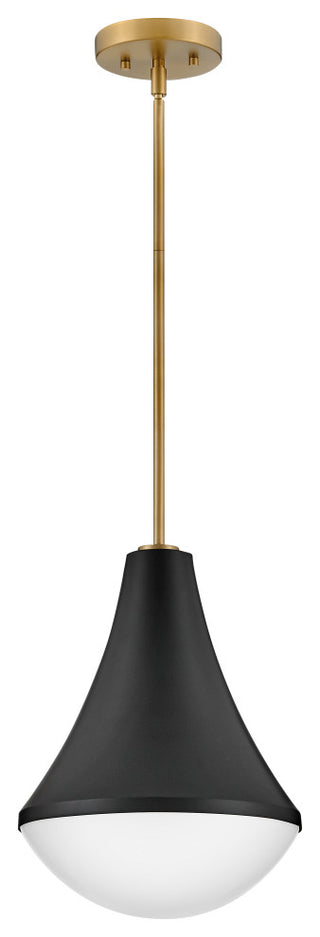 Lark Haddie 11" Modern Pendant Light, Black + Lacquered Brass