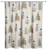 Cream Tree and Globe Pattern 71x74 Shower Curtain