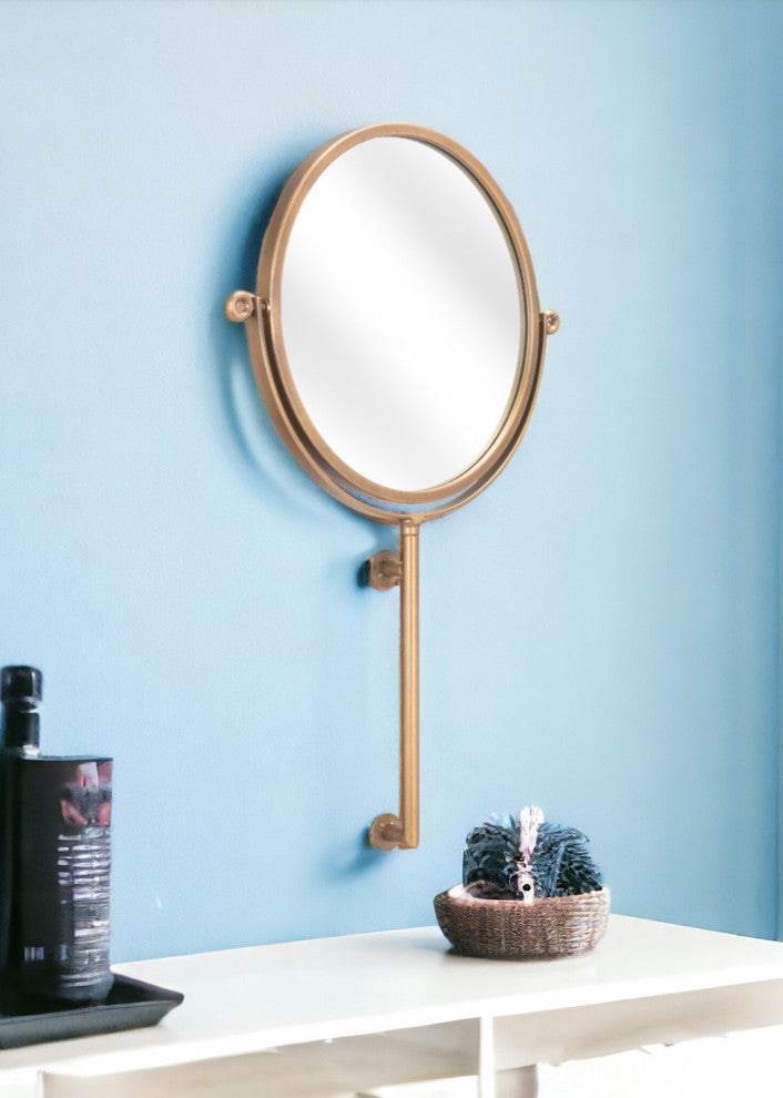 Gold Round Wall Mount Mirror