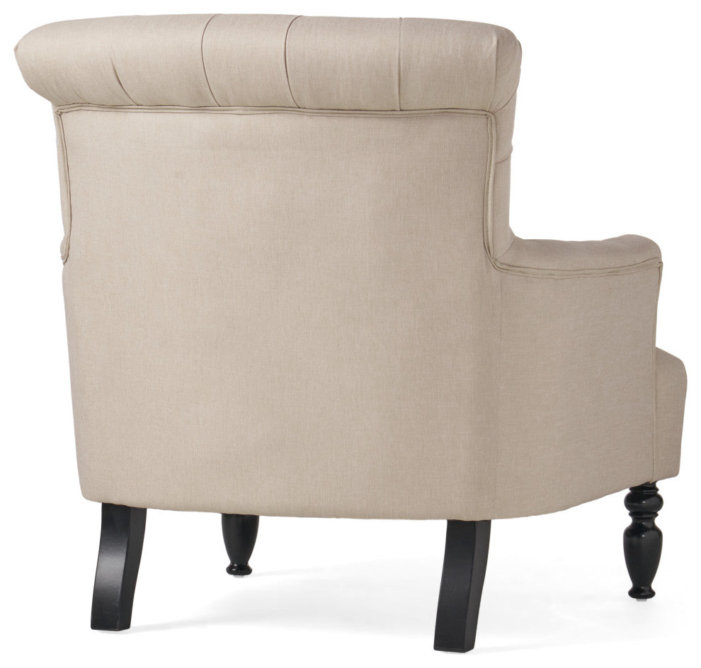 GDF Studio Byrnes Contemporary Button-Tufted Fabric Club Chair With Rolled Backr