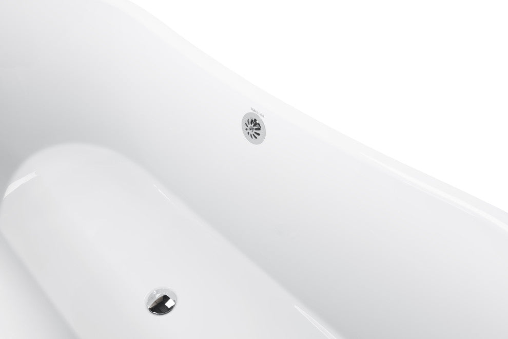 GivingTree 67" Acrylic Clawfoot Tub for Bathroom, Glossy White Soaking Tub