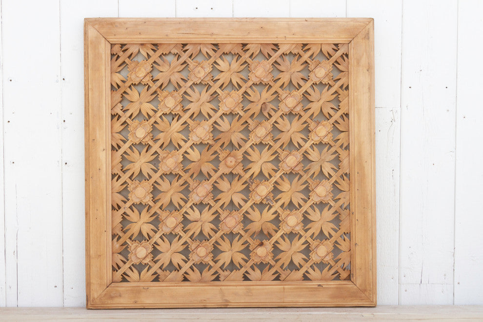 Finely Carved Mongolian Floral Window