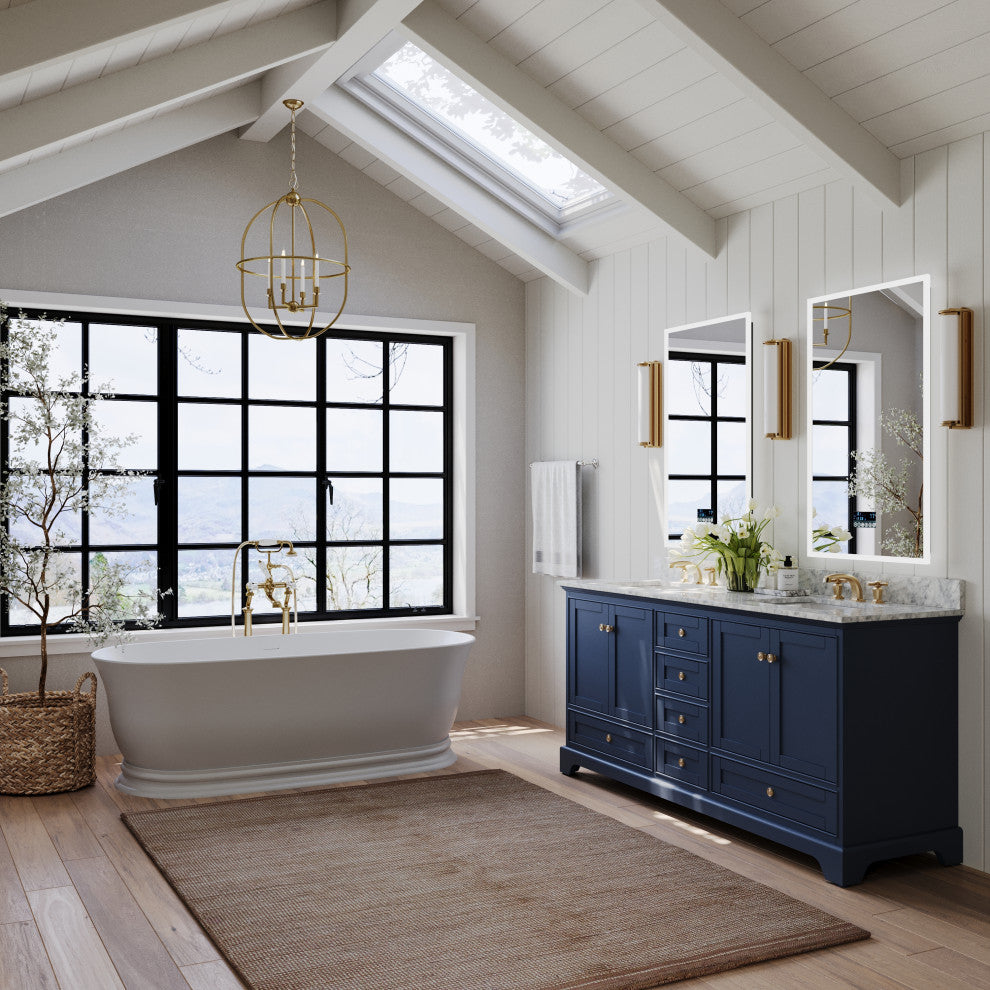 Audrey Vanity Set, Heritage Blue, 72", Gold Hardware, No Mirror