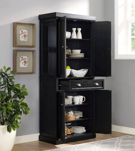 Seaside Kitchen Pantry, Distressed Black Finish