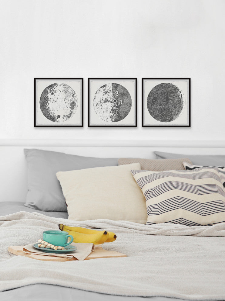Magnificent Moon Triptych, Set of 3, 32x32 Panels