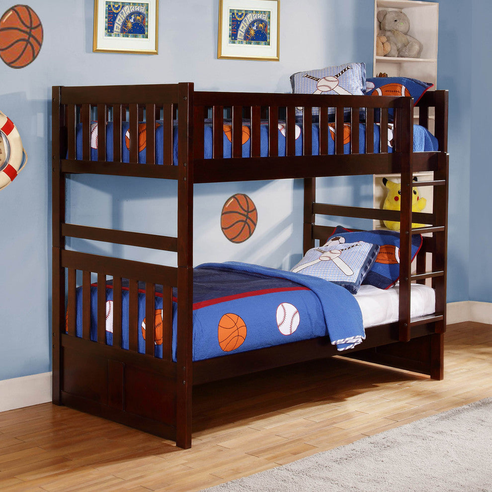 Homelegance Rowe Twin/Twin Bunk Bed, Dark Cherry, Twin/Twin