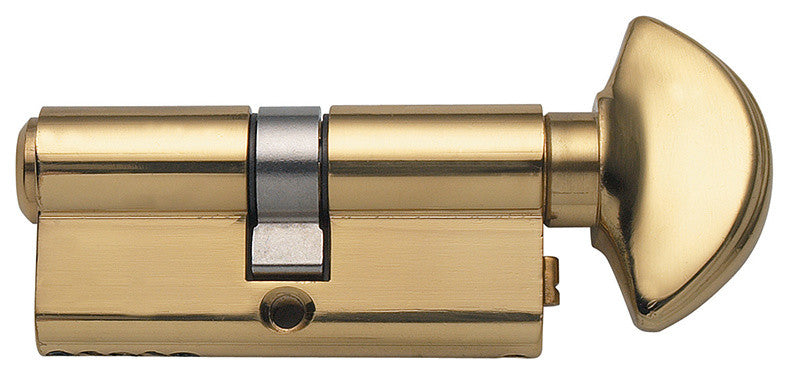 Rockwell 90 Degree Solid Brass Euro Profile Cylinder Lock, Polished Brass