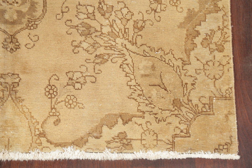 Consigned, Faded Persian Traditional Handmade Vintage-Style Area Rug, Brown, 6x8