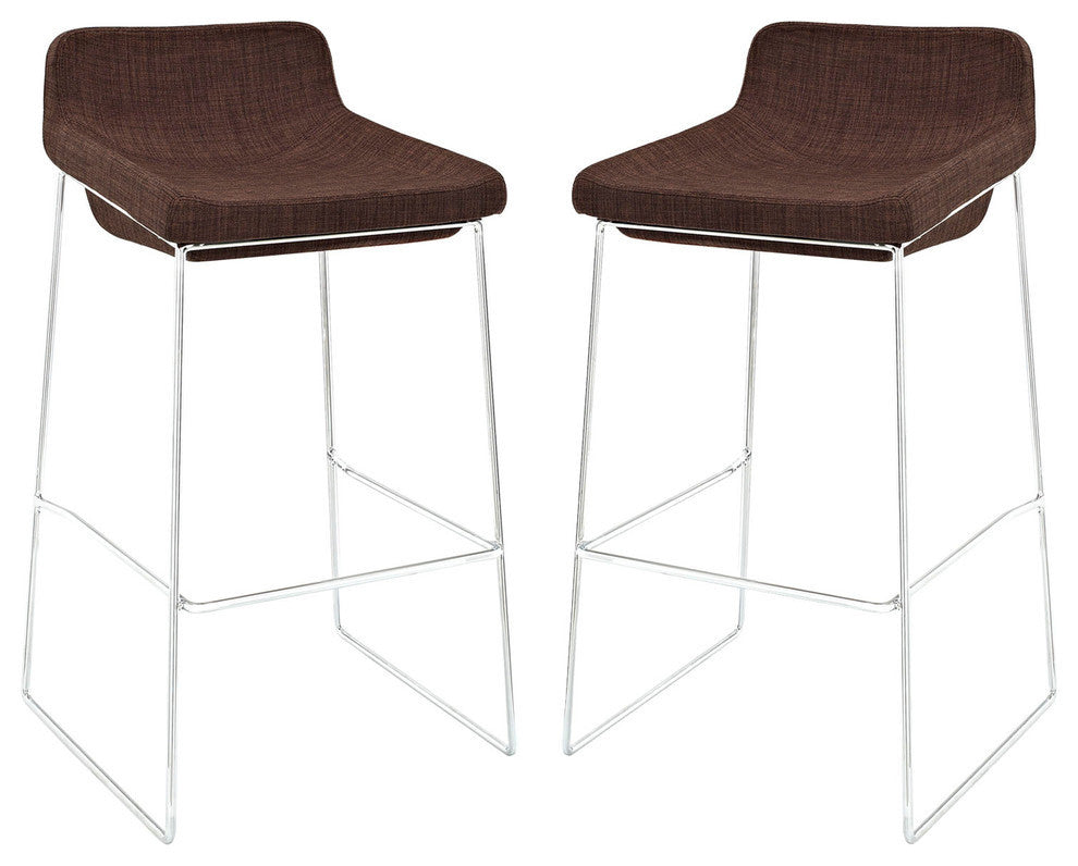 Modern Contemporary Dining Kitchen Bar Stools, Brown, Set of 2