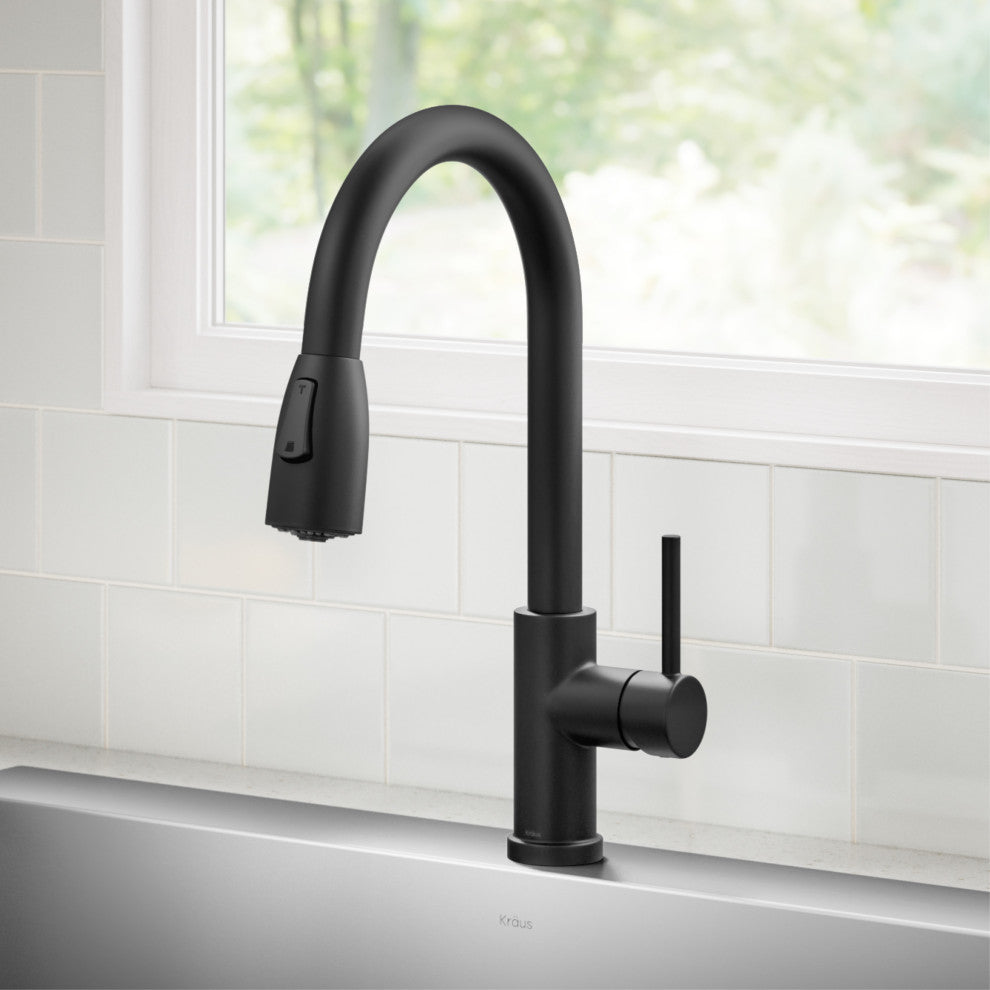KRAUS Coda 2-Function 1-Handle Pull Down Kitchen Faucet Matte Black