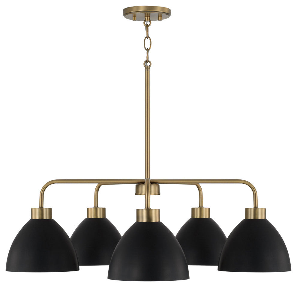 Capital Lighting 452051 Ross 5 Light 30"W Chandelier - Aged Brass / Black