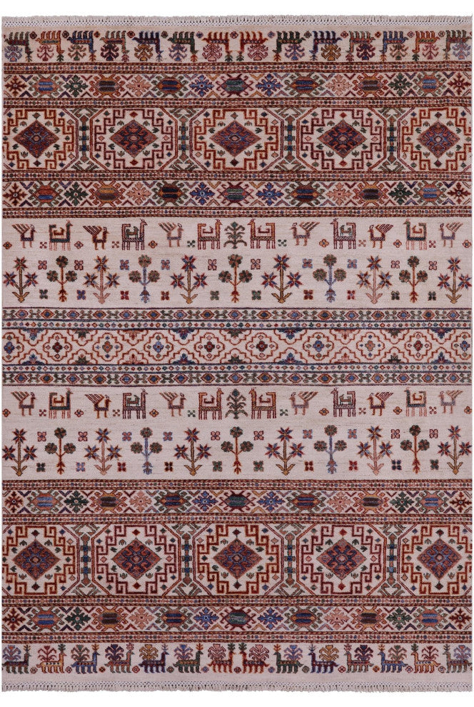 5' 6" X 7' 9" Persian Gabbeh Tribal Handmade Wool Rug Q11213