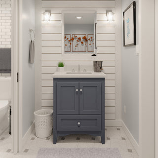 Abbey 30" Bathroom Vanity, Base: Marine Gray, 30", Top: Quartz