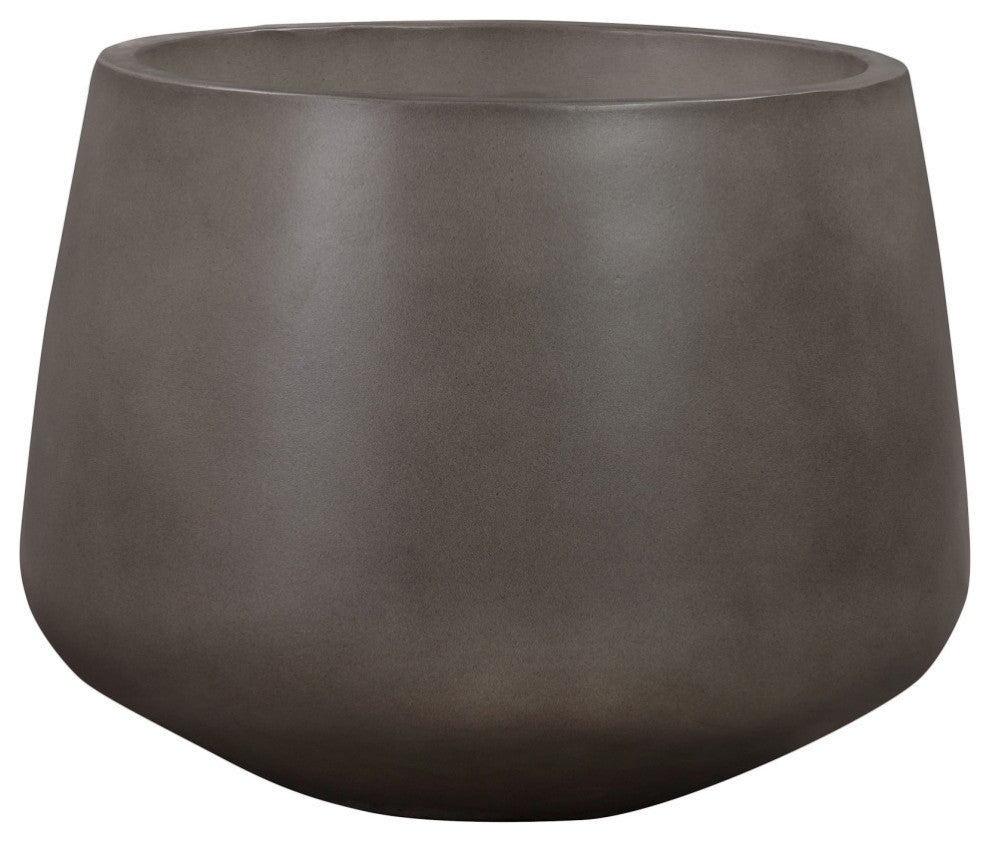 Amethyst Medium Round Lightweight Concrete Indoor/Outdoor Planter, Gray