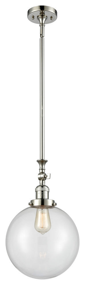 X-Large Beacon 1-Light Mini Pendant, Polished Nickel, Clear